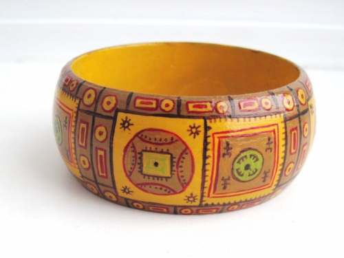 Деревянный браслет  с ручной росписью "Саванна"