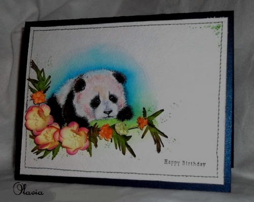 Авторская рисованная открытка "Панда"