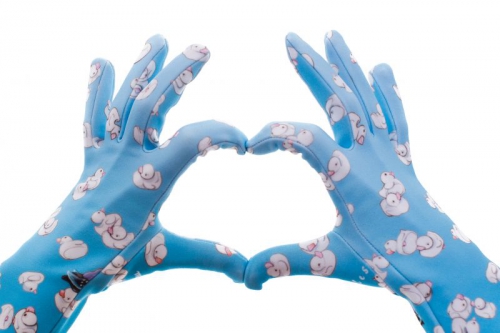 Перчатки "Уточки-мандаринки" голубые