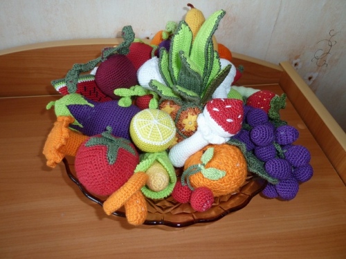 Вязанный Набор овощей, фруктов, ягод и грибов "Богатый урожай"