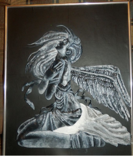Картина из глины "Ангел во плоти".