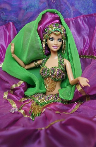 Костюм для куклы Барби "Зеленый аметист", кукла в восточном стиле