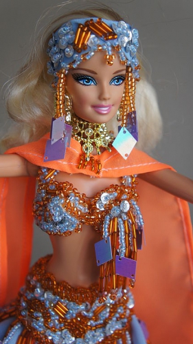 Костюм для куклы Барби "Оранжевый восток", кукла в восточном стиле