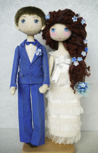 Декоративные текстильные свадебные Куклы "Молодожёны "