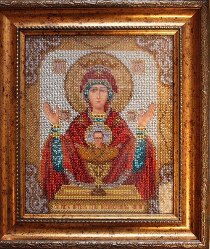 Икона, вышитая бисером "Богородица. Неупиваемая чаша"