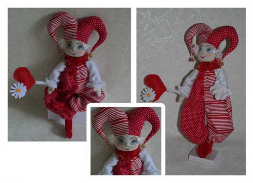 Интерьерная кукла авторская работы "Скоморох"
