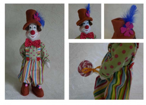 Кукла ручной работы "Клоун Карамелька"