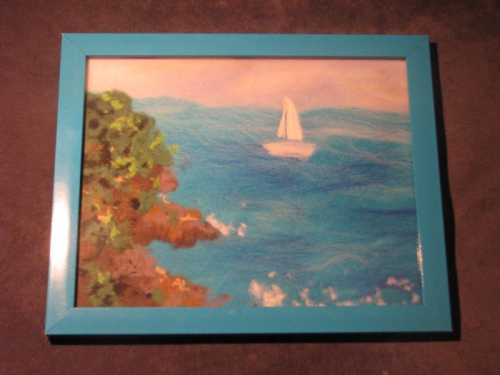 Картина из шерсти с морским пейзажем