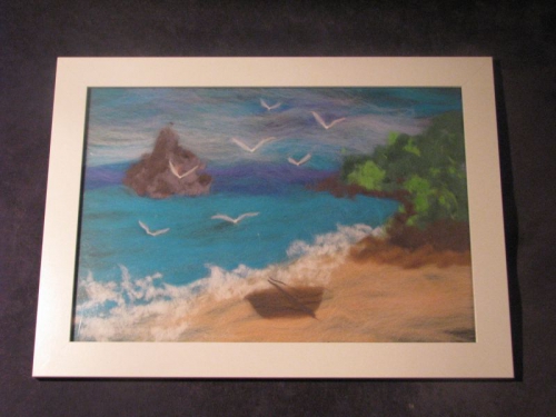 Картина из шерсти с морским пейзажем