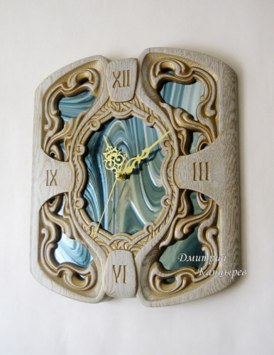 Часы настенные "Зеркало времени" деревянные витражные