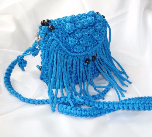 Плетеная женская сумка "Васильки"